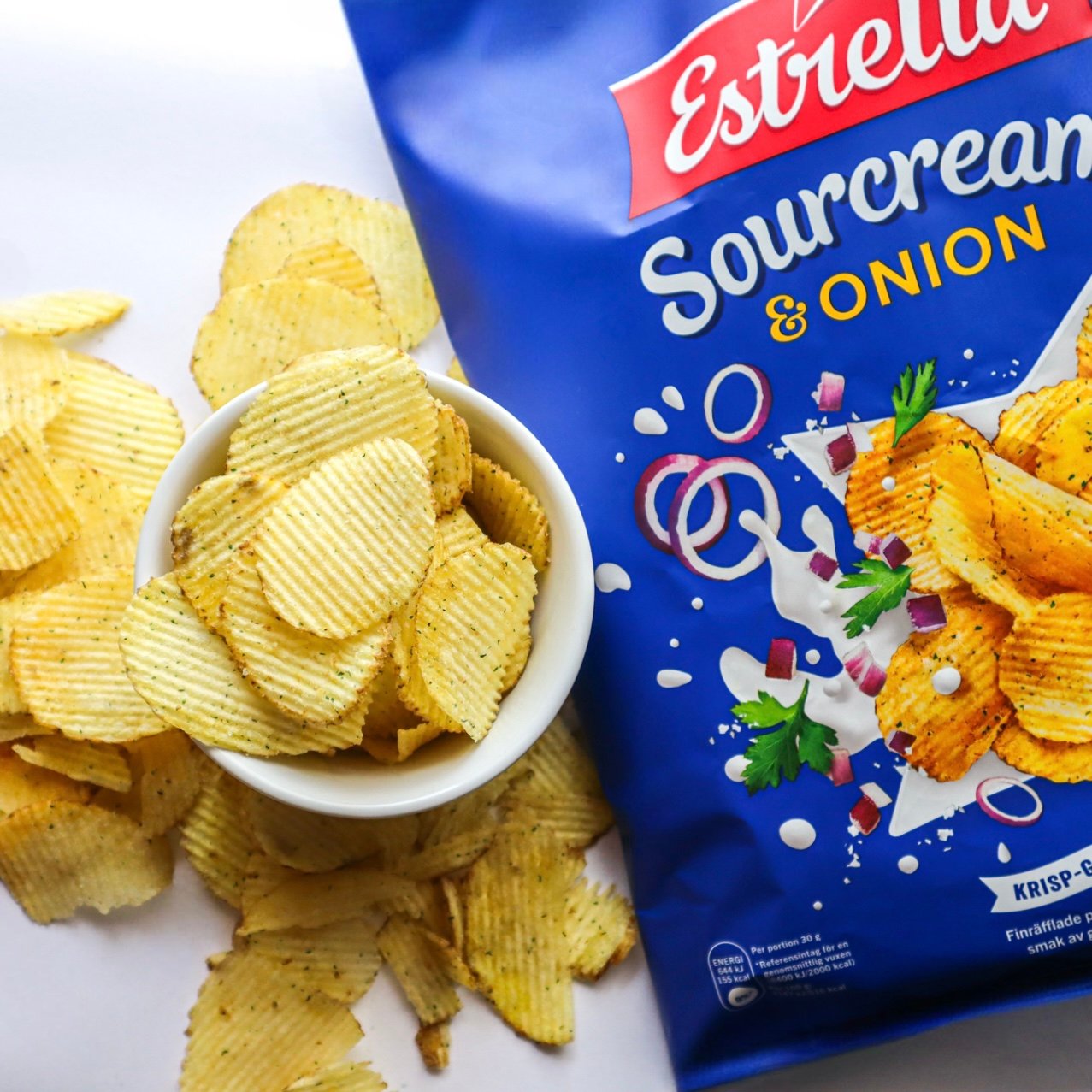 Estrella Sourcream Onion Chips Swedish cips Finnish chips patatas fritas papas potato fries Norway