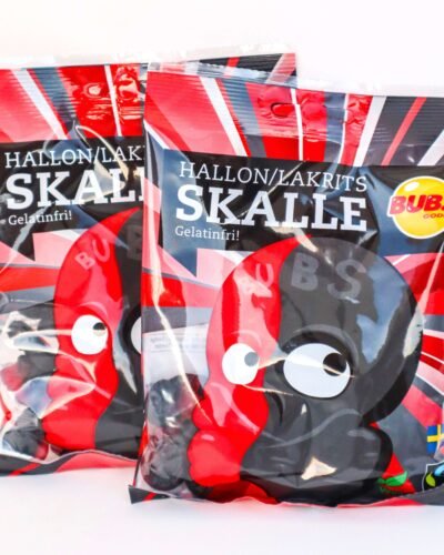 Bubs Raspberry Liquorice Skull Bag bubs candy vegan candy chuches veganas frambuesa regaliz vegano swedish candy bubs vegetarian candy